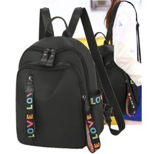 Dámský městský batoh Love Backpack, černý voděodolný materiál s vložkami z kvalitní umělé kůže, 32x26x13 cm