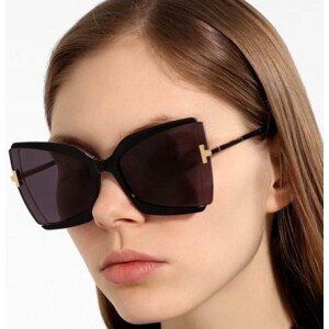 Velké čtvercové dámské sluneční brýle s kočičíma očima, kovový rám, UV filtr 400 kat. 3, délka 14,5 cm