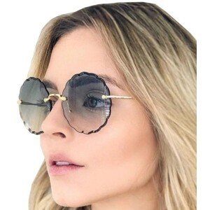 Dámské kulaté sluneční brýle bez obrouček, kovový rám, UV 400 filtr, velikost 62 mm x 62 mm