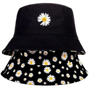 Oboustranný Klobouk BUCKET HAT se Sedmikráskou, Černá, Polyester/Bavlna, 55-59 cm