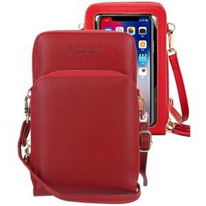 Multifunkční Dámská Mini Peněženka s Pouzdrem na Telefon, Červená, Měkká ekologická umělá kůže, 18x12x6 cm