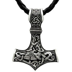 Pánský náhrdelník s Thorovým kladivem, stříbrný, vysoce kvalitní kov, délka 59 cm