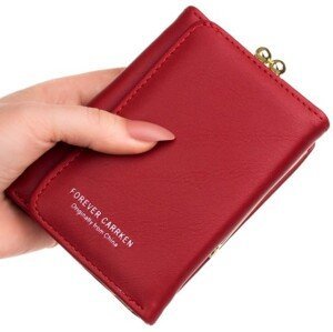 Elegantní dámská peněženka z ekologické umělé kůže, tmavě červená, 12x8.5x4.5 cm