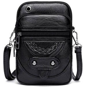 Vintage  taška na telefon s peněženkou, černá, 19x13x6 cm