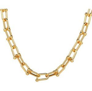 Dámský náhrdelník Choker z bižuterního kovu, zlatý, délka 46+5 cm, tloušťka článků 6 mm
