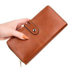 Velká prostorná dámská peněženka, elegantní ekologická umělá kůže, 19.3x9.5x3.5 cm