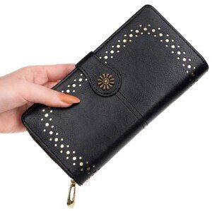 Velká dámská peněženka z ekologické umělé kůže, 15 přihrádek, rozměry 19.3x10x3.5 cm