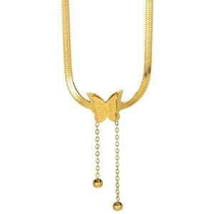 Elegantní náhrdelník s motýlem, pozlacený 18karátovým zlatem, z chirurgické oceli 316L, délka 40 cm