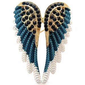 Elegantní brož s modrými křídly, bižuterní slitina, šířka 3,7 cm, výška 5,3 cm