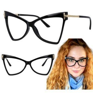 Stylové brýle s kočičíma očima, černá, plast, UV400 filtr, 147mm délka