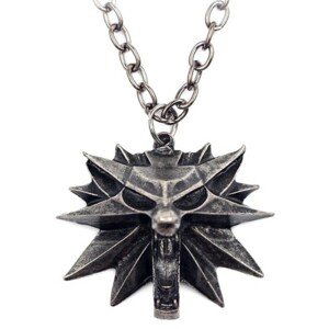 Pánský sběratelský náhrdelník Zaklínač, černý, kovové slitiny, 5x4 cm