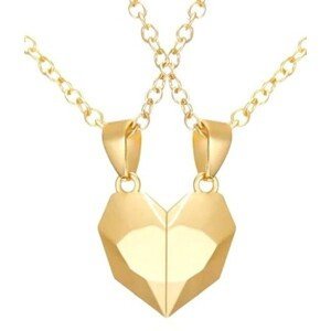 Magnetické náhrdelníky pro páry ve tvaru srdce 2v1, zlaté barvy, délka 50+5 cm, slitina kovů