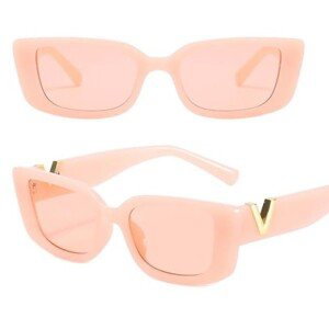 Čtvercové sluneční brýle s kočičíma očima, růžové, plastový rám, UV filtr 400 cat.3, šířka můstku 20 mm