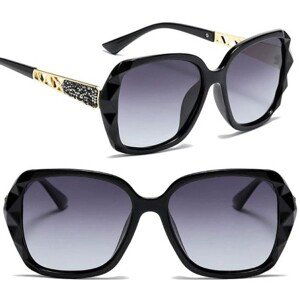 Dámské sluneční brýle Flyback, černé s zlatými doplňky, plast, UV400 filtr
