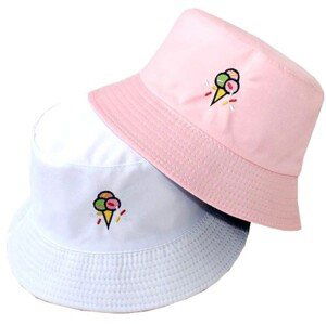 Oboustranný Klobouk BUCKET HAT s Zmrzlinovým Razítkem, Bílá/Růžová, Polyester/Bavlna, Univerzální Velikost 55-59 cm