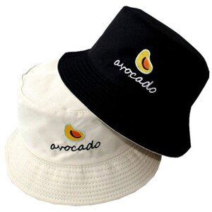 Oboustranný Klobouk Avocado BUCKET HAT, černá/světle béžová s avokádovou ražbou, polyester/bavlna, univerzální velikost 55-59 cm