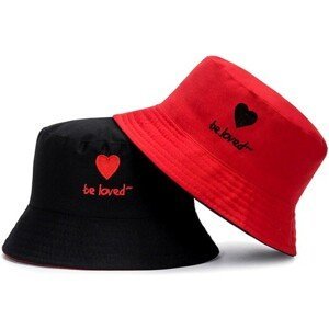 Oboustranný klobouk Heart BUCKET HAT FISHER, černá/červená, polyester/bavlna, univerzální velikost 55-59 cm