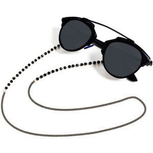 Elegantní řetízek na brýle s černými korálky, kovový materiál, délka cca