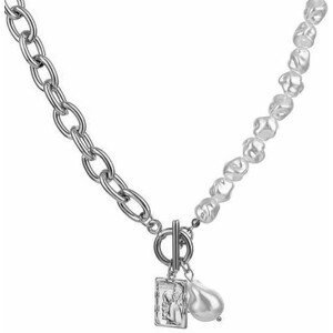Dámský náhrdelník s řetízkem a perlami, žluté zlato, délka 50 cm, přívěsek 2 cm x 1,5 cm