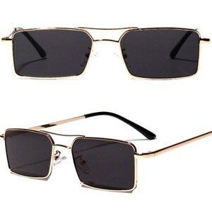 Unisex sluneční brýle s obdélníkovými kovovými obroučkami, UV filtr 400 kat. 3, retro styl