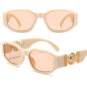 Unisex sluneční brýle s obdélníkovými skly, béžové, plastový rám, UV400 kat.3 filtr