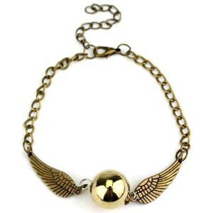 Náramek Harry Potter s křídly zlatého práskače, zlatý/stříbrný, šperkařský kov, 19 cm + 5 cm prodloužení