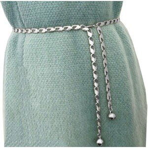 Dámský ozdobný řetěz na šaty, stříbrný kov, délka 110 cm, šířka 0.8 cm