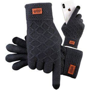 Pánské zimní rukavice s dotykovou funkcí, černé, 100% akrylová příze, univerzální velikost