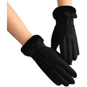 Camerazar Dámské zimní rukavice s dotykovou funkcí, černé, polyester, 23x9 cm