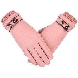 Dámské zateplené rukavice, voděodolné, dotykové, růžové, univerzální velikost