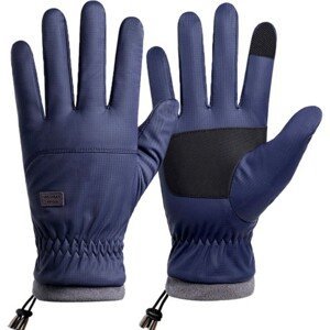 Pánské zateplené dotykové rukavice, tmavě modré, 100% polyester, univerzální velikost