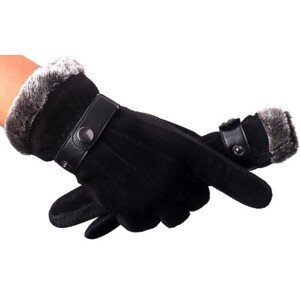 Pánské zimní dotykové rukavice, černé semišové, univerzální velikost