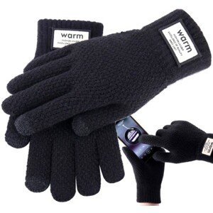 Pánské zimní rukavice s dotykovou funkcí, černé, akrylová příze, univerzální velikost