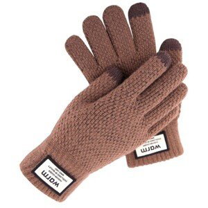 Pánské dotykové rukavice zimní, hnědé, akrylová příze, univerzální velikost