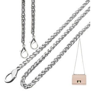 Dlouhý kovový řetízek na kabelku, stříbrný, 100 cm, šířka 6 mm