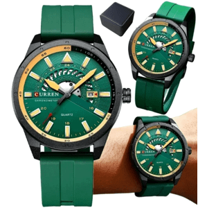 Sportovní pánské hodinky CURREN WR30, zelené, s datumovkou a nerezovou ocelí