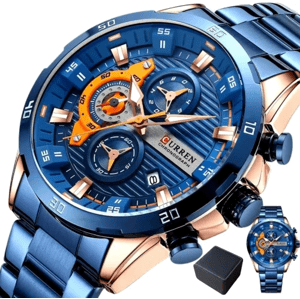Pánské náramkové hodinky CURREN s chronografem, modré, minerální sklo Hardlex
