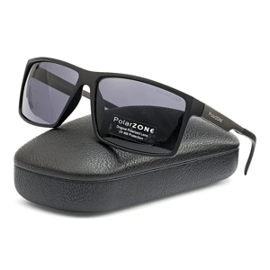 Pánské sportovní sluneční brýle s UV polarizací a pevným pouzdrem, matně černé, šedé polarizační čočky
