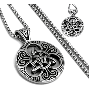 Vikingský amulet Pánský náhrdelník, stříbrná, chirurgická ocel, 60 cm