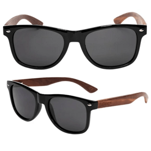 Pánské sportovní sluneční brýle s polarizací, černé s bambusovými zorníky, UV filtr 400 kat. 3