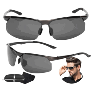 Pánské sportovní sluneční brýle s polarizací, černé, kovové zorníky, UV filtr 400 kat. 3