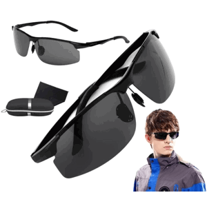 Pánské sportovní sluneční brýle s polarizací, černé, kovové zorníky, UV filtr 400 kat. 3