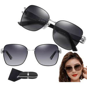 Dámské Polarizační Sluneční Brýle s Stříbrnými Obroučkami, Kovové, UV400 Kat.3 Filtr + Polarizace, 144mm Délka Očí