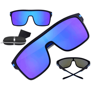 Pánské velké sluneční brýle s polarizačními zrcadlovými čočkami, černé, plastový rám, UV 400 ochrana