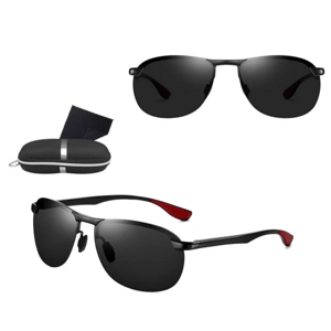 Pánské polarizační sluneční brýle, černé, kovový rám, UV 400 kat. 3 filtr