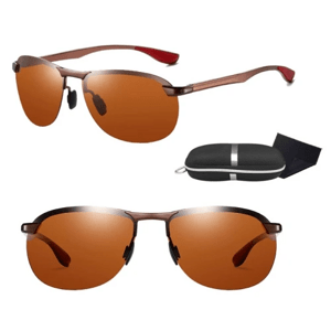 Pánské polarizační sluneční brýle, hnědé kovové, UV 400 kat. 3 filtr, velikost 44-59-21-138 mm