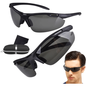 Pánské sportovní sluneční brýle s polarizací, černé, kovový rám, UV 400 kat. 3 filtr