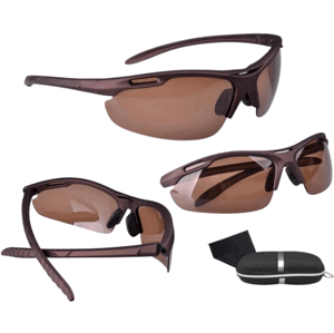 Pánské hnědé sportovní sluneční brýle s polarizací, UV 400 ochranou a kovovým rámem