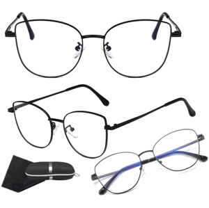 Elegantní antireflexní brýle s kočičíma očima, černé, kov - polykarbonát, UV400 filtr