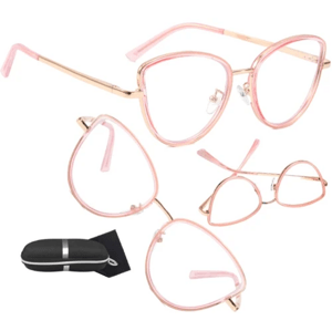 Růžové kočičí brýle s antireflexními čočkami, polykarbonát/plast/kov, UV400 filtr